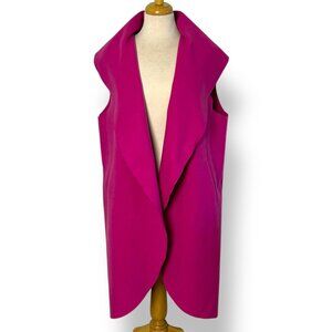Sharon Young Tunic Length Hot Pink Open Vest Flannel Size XS